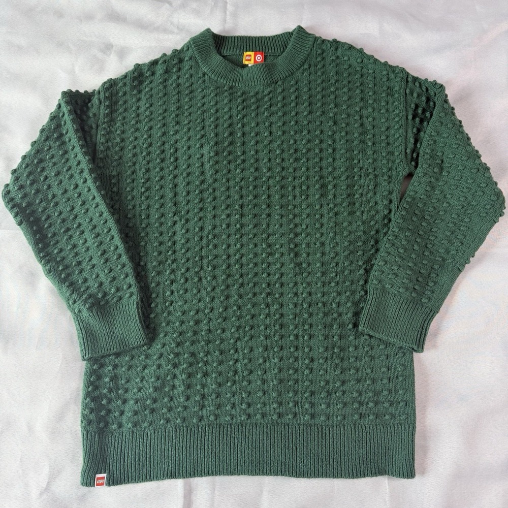 LEGO x Target Green Textured Knit Sweater NWT Mens Small Minimalist Casual